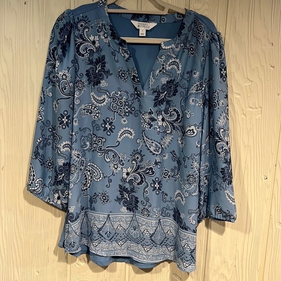 Market & Spruce Tunic Blouse Large 3/4 Sleeve - Picture 1 of 7